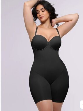 shapellx Bare Essentials AirSlim Strapless Mid Thigh Bodysuit Size XXL